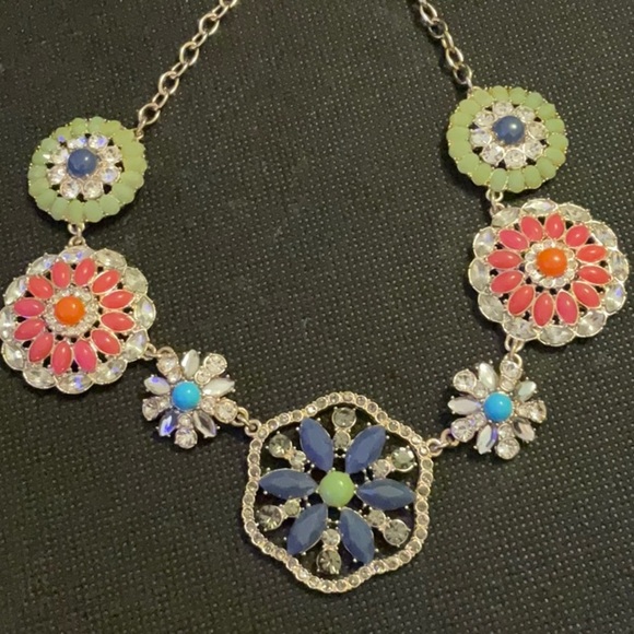 Susan Graver Jewelry - SUSAN GRAVIER CRYSTAL AND STONES MULTICOLOR STATEMENT NECKLACE